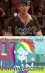 Size: 386x622 | Tagged: safe, screencap, character:rainbow dash, my little pony:equestria girls, awesome, caption, cary elwes, image macro, mel brooks, meme, robin hood: men in tights