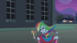 Size: 1280x720 | Tagged: safe, screencap, character:rainbow dash, my little pony:equestria girls, clothing, skirt, solo, upskirt denied