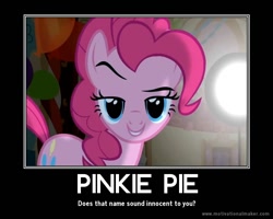 Size: 750x600 | Tagged: safe, screencap, character:pinkie pie, episode:party of one, g4, my little pony: friendship is magic, demotivational poster, meme, solo