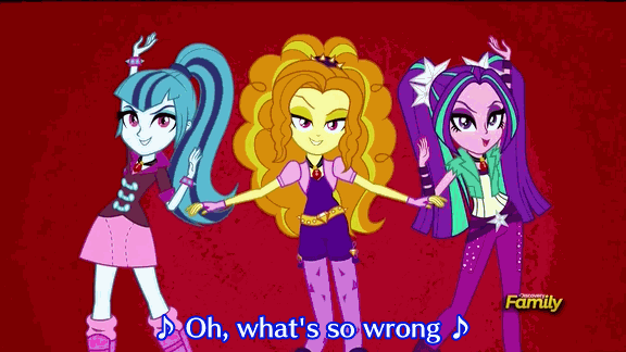 Size: 576x324 | Tagged: safe, screencap, character:adagio dazzle, character:aria blaze, character:flash sentry, character:paisley, character:ringo, character:sandalwood, character:sonata dusk, equestria girls:rainbow rocks, g4, my little pony:equestria girls, animated, background human, battle of the bands, brawly beats, discovery family, discovery family logo, eco kids, flash drive (band), ringo, subtitles, sweet leaf, the dazzlings