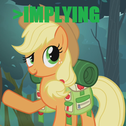 Size: 600x600 | Tagged: safe, screencap, character:applejack, episode:sleepless in ponyville, g4, my little pony: friendship is magic, implying, meme