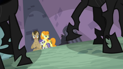 Size: 940x532 | Tagged: safe, screencap, character:carrot top, character:doctor whooves, character:golden harvest, character:time turner, character:tornado bolt, species:changeling, episode:a canterlot wedding, g4, my little pony: friendship is magic, trapped