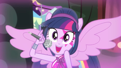 Size: 1440x808 | Tagged: safe, screencap, character:twilight sparkle, character:twilight sparkle (alicorn), species:alicorn, episode:a perfect day for fun, equestria girls:rainbow rocks, g4, my little pony:equestria girls, cute, ponied up, spread wings, twiabetes, wings