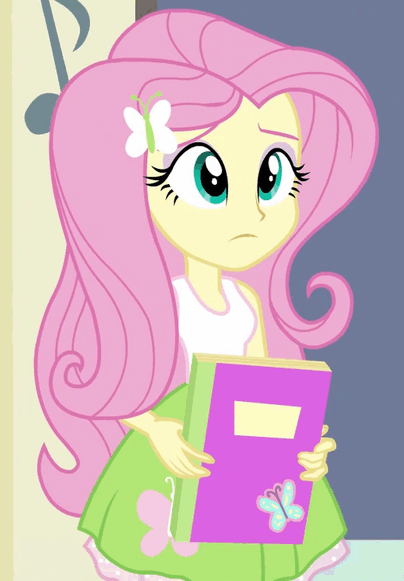 Size: 404x581 | Tagged: safe, screencap, character:fluttershy, equestria girls:rainbow rocks, g4, my little pony:equestria girls, animated, notebook, solo
