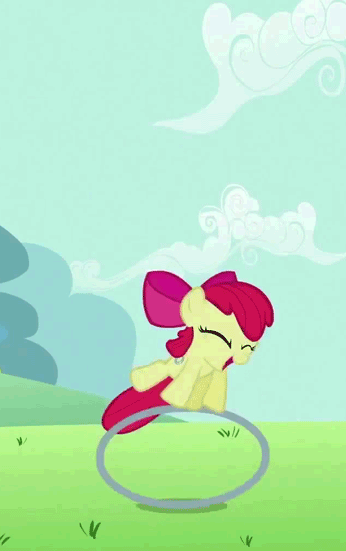 Size: 346x551 | Tagged: safe, screencap, character:apple bloom, episode:the cutie pox, g4, my little pony: friendship is magic, animated, cropped, fake cutie mark, jumping, loop, loop-de-hoop, solo