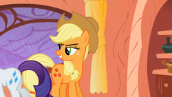 Size: 1280x720 | Tagged: safe, screencap, character:applejack, character:rarity, species:pony, episode:look before you sleep, g4, my little pony: friendship is magic, female, mare, out of context, plot