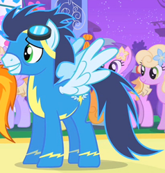 Size: 331x348 | Tagged: safe, screencap, character:amethyst star, character:soarin', character:sparkler, character:spitfire, character:spring forward, species:pony, episode:the best night ever, g4, my little pony: friendship is magic, romana, wonderbolts uniform