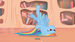 Size: 500x277 | Tagged: safe, screencap, character:rainbow dash, dance party, dancing, gif party, youtube caption