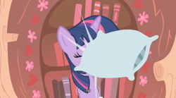 Size: 500x277 | Tagged: safe, screencap, character:twilight sparkle, episode:look before you sleep, g4, my little pony: friendship is magic, no, pillow, pillow fight, youtube caption