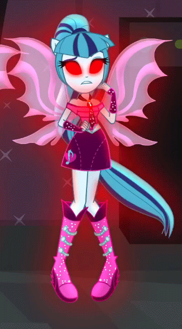 Size: 364x658 | Tagged: safe, screencap, character:sonata dusk, equestria girls:rainbow rocks, g4, my little pony:equestria girls, angry, animated, fin wings, glowing eyes, levitation, ponied up