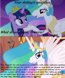 Size: 642x768 | Tagged: safe, screencap, character:princess celestia, character:twilight sparkle, character:twilight sparkle (alicorn), species:alicorn, species:pony, g4, female, mare, quantum mechanics, quantum physics, schrödinger's cat, twilybuse, you'll play your part