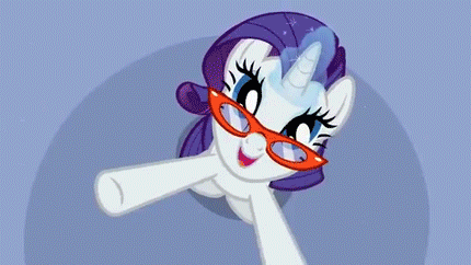 Size: 430x242 | Tagged: safe, screencap, character:rarity, episode:suited for success, g4, my little pony: friendship is magic, animated, art of the dress, bipedal, fabric, glasses, glue, levitation, magic, mannequin, measuring tape, needle, overhead view, scissors, singing, spool, telekinesis, thread