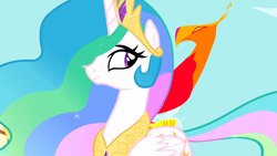 Size: 1366x768 | Tagged: safe, screencap, character:philomena, character:princess celestia, species:alicorn, species:bird, species:phoenix, species:pony, episode:a bird in the hoof, g4, my little pony: friendship is magic, duo, ethereal mane, female, mare