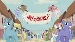 Size: 1920x1080 | Tagged: safe, screencap, character:starlight glimmer, episode:the cutie map, g4, my little pony: friendship is magic, equal town banner, equal town banner meme, exploitable meme, in our town, meme, s5 starlight, the joker, why so serious?