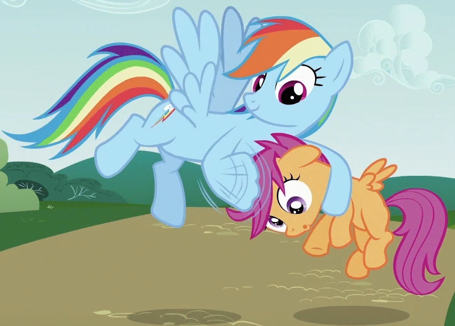Size: 904x649 | Tagged: safe, screencap, character:mare do well, character:rainbow dash, character:scootaloo, species:pegasus, species:pony, episode:the mysterious mare do well, g4, my little pony: friendship is magic, animated, duo, noogie