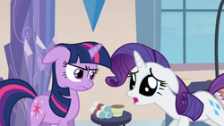 Size: 1920x1080 | Tagged: safe, screencap, character:rarity, character:twilight sparkle, episode:games ponies play, g4, my little pony: friendship is magic, big eyes, cute, dilated pupils, faec, floppy ears, frown, glare, hnnng, reaction image, sad, stare, weapons-grade cute