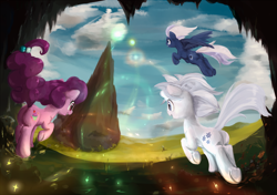 Size: 1422x1000 | Tagged: safe, artist:scootiebloom, character:double diamond, character:night glider, character:sugar belle, episode:the cutie map, g4, my little pony: friendship is magic, equal four, first person view, scene interpretation