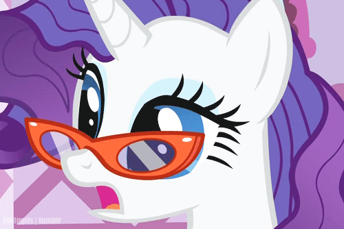 Size: 500x334 | Tagged: safe, screencap, character:rarity, character:surprise, episode:suited for success, g4, my little pony: friendship is magic, animated, close-up, cropped, glasses, messy mane, rarity's glasses, solo