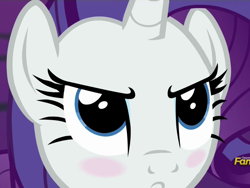 Size: 1024x768 | Tagged: safe, screencap, character:rarity, episode:castle sweet castle, g4, my little pony: friendship is magic, angry, blushing, close-up, solo