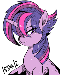 Size: 932x1175 | Tagged: safe, artist:nekubi, character:twilight sparkle, character:twilight sparkle (alicorn), species:alicorn, species:pony, episode:castle sweet castle, g4, my little pony: friendship is magic, alternate hairstyle, female, mare, punklight sparkle, solo
