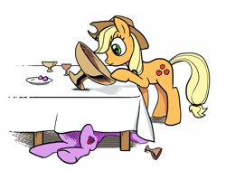 Size: 2000x1590 | Tagged: safe, artist:hunternif, character:applejack, character:berry punch, character:berryshine, episode:castle sweet castle, g4, my little pony: friendship is magic, alcohol, drunk, passed out, wine