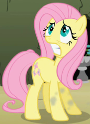 Size: 348x480 | Tagged: safe, screencap, character:fluttershy, episode:the return of harmony, g4, my little pony: friendship is magic, outfit catalog, solo, wingless