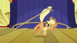Size: 640x360 | Tagged: safe, screencap, character:applejack, episode:boast busters, g4, my little pony: friendship is magic, lasso, rope, solo