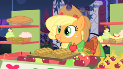 Size: 1280x720 | Tagged: safe, screencap, character:applejack, episode:the best night ever, g4, my little pony: friendship is magic, clothing, dress, gala dress, solo