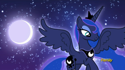 Size: 1920x1080 | Tagged: safe, screencap, character:princess luna, episode:bloom and gloom, g4, my little pony: friendship is magic, beautiful, cute, dream walker luna, glow, lunabetes, majestic, moon, night, smiling, solo, stars, sweet dreams fuel