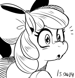 Size: 790x828 | Tagged: safe, artist:nekubi, character:apple bloom, grayscale, monochrome, solo