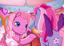 Size: 1776x1293 | Tagged: safe, screencap, character:pinkie pie, character:starsong, episode:starsong and the magic dance shoes, g3, clothing, dress, sweet lolita