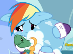 Size: 1185x881 | Tagged: safe, screencap, character:rainbow dash, character:tank, species:pegasus, species:pony, episode:tanks for the memories, g4, my little pony: friendship is magic, clothing, crying, cute, dashabetes, dashie slippers, dawwww, female, floppy ears, hnnng, mare, sadorable, teary eyes, weapons-grade cute