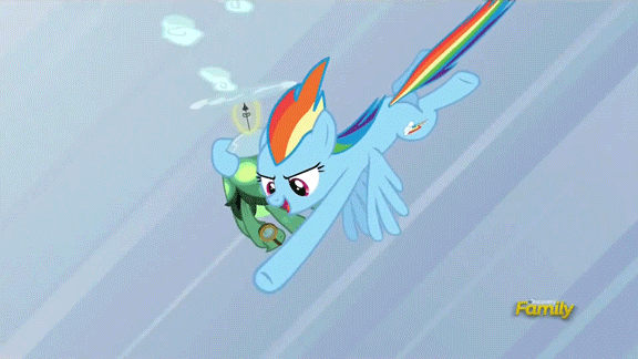 Size: 576x324 | Tagged: safe, screencap, character:rainbow dash, character:tank, episode:tanks for the memories, g4, my little pony: friendship is magic, animated, cloud, flying, loop, perfect loop