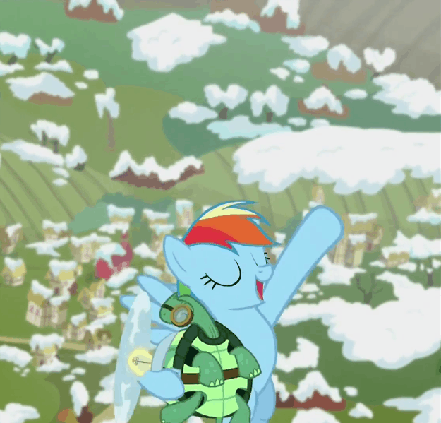 Size: 625x599 | Tagged: safe, screencap, character:rainbow dash, character:tank, episode:tanks for the memories, g4, my little pony: friendship is magic, animated, ballerina, cute, dashabetes, girly, good trick, i'll fly, singing, spinning
