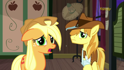 Size: 1280x720 | Tagged: safe, screencap, character:applejack, character:braeburn, episode:appleoosa's most wanted, g4, my little pony: friendship is magic, wet mane
