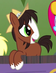 Size: 651x851 | Tagged: safe, screencap, character:trouble shoes, episode:appleoosa's most wanted, g4, my little pony: friendship is magic, clothing, cute, happy, hat, little troubleshoes, solo, troublebetes, younger