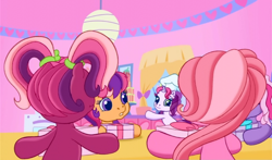 Size: 740x435 | Tagged: safe, screencap, character:cheerilee (g3), character:pinkie pie (g3), character:scootaloo (g3), character:starsong, character:sweetie belle (g3), episode:waiting for the winter wishes festival, g3.5