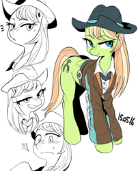 Size: 883x1092 | Tagged: safe, artist:nekubi, character:yuma spurs, species:earth pony, species:pony, episode:appleoosa's most wanted, g4, my little pony: friendship is magic, appleloosa resident, clothing, female, hat, lidded eyes, mare, smiling, solo