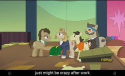 Size: 1023x627 | Tagged: safe, screencap, character:doctor whooves, character:jeff letrotski, character:time turner, species:pony, episode:slice of life, g4, my little pony: friendship is magic, colter sobchak, doctor who, male, meme, stallion, the big lebowski, youtube caption