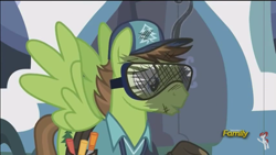 Size: 960x540 | Tagged: safe, screencap, character:douglas spruce, character:evergreen, episode:princess spike, g4, my little pony: friendship is magic, cap, clothing, goggles, hat, pine tree, scorched, toolbelt