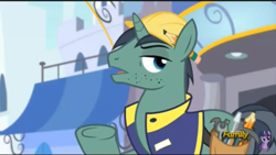 Size: 960x540 | Tagged: safe, screencap, character:constructicorn, episode:princess spike, g4, my little pony: friendship is magic, clothing, construction pony, discovery family logo, hard hat, hat, pencil, sassy, stubble, toolbelt