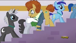 Size: 1920x1080 | Tagged: safe, screencap, character:dark moon, character:dr. steve brule, character:graphite, character:jet set, character:leadwing, character:minuette, episode:princess spike, g4, my little pony: friendship is magic, discovery family logo