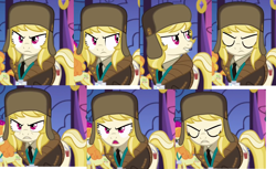Size: 2762x1687 | Tagged: dead source, safe, screencap, character:march gustysnows, character:tropical dream, species:pony, episode:princess spike, g4, my little pony: friendship is magic, angry, clothing, cute, eyes closed, female, hat, lip bite, mare