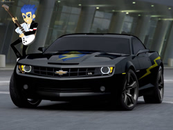 Size: 1032x774 | Tagged: safe, artist:vipeydashie, character:flash sentry, my little pony:equestria girls, car, chevrolet, chevrolet camaro, equestria girls in real life, flash sentry's car, guitar, obligatory pony, photo