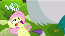 Size: 1920x1080 | Tagged: safe, screencap, character:angel bunny, character:fluttershy, episode:do princesses dream of magic sheep?, anger bunny, faec, scared