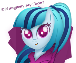 Size: 977x818 | Tagged: dead source, safe, artist:vipeydashie, character:sonata dusk, clothing, cute, equestria girls ponified, hoodie, ponified, smiling, solo, sonata fuel, sonatabetes, sonataco, taco