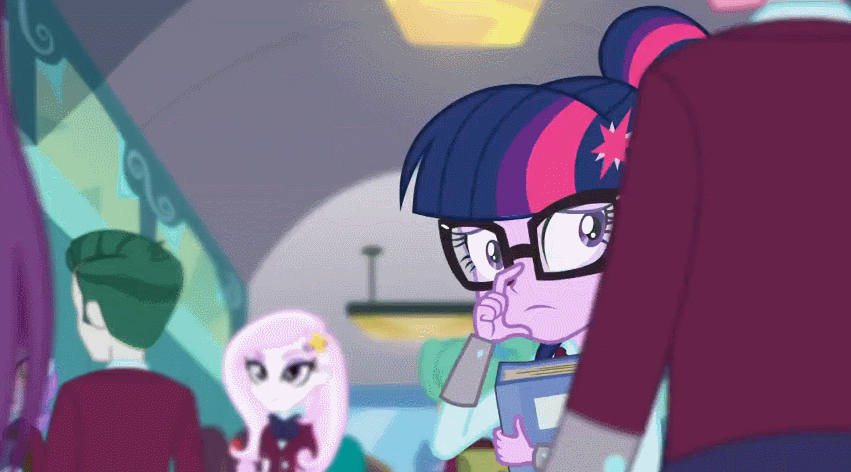 Size: 851x472 | Tagged: safe, screencap, character:crystal lullaby, character:diwata aino, character:fleur-de-lis, character:frosty orange, character:orange sherbette, character:twilight sparkle, character:twilight sparkle (scitwi), species:eqg human, equestria girls:friendship games, g4, my little pony:equestria girls, alizarin bubblegum, animated, animation error, background human, garden grove, marco dafoy, peacock plume, zephyr