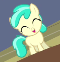 Size: 200x207 | Tagged: safe, screencap, character:mint flower, episode:for whom the sweetie belle toils, season 4, 5-year-old, cute, filly, foal, laughing
