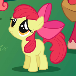 Size: 654x655 | Tagged: safe, screencap, character:apple bloom, character:big mcintosh, species:earth pony, species:pony, episode:friendship is magic, g4, my little pony: friendship is magic, adorabloom, cute, dawwww, female, filly, male, sad, stallion