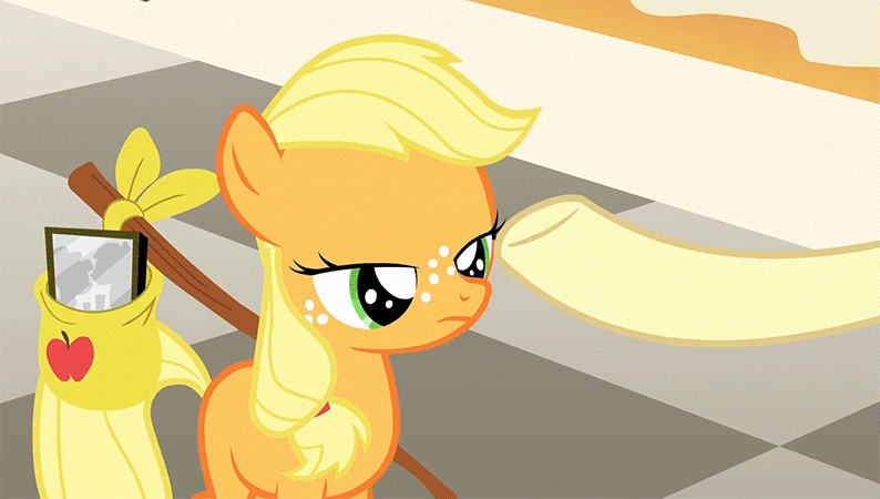 Size: 794x450 | Tagged: safe, screencap, character:applejack, character:aunt orange, episode:the cutie mark chronicles, g4, my little pony: friendship is magic, animated, bindle, filly, younger